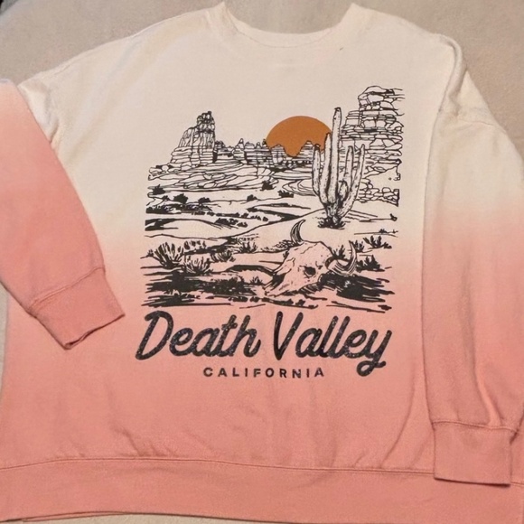 Terra & Sky Tops - Terra & Sky Death Valley Graphic Oversized Sweatshirt  Pink Sz 0-14W